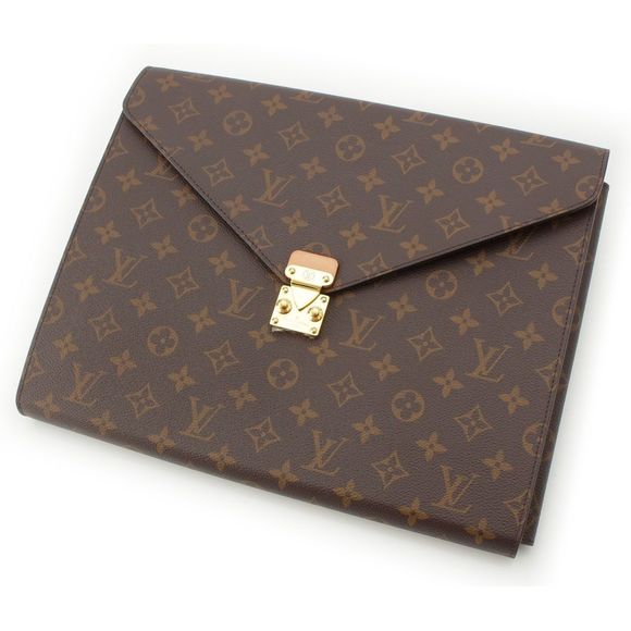 Louis Vuitton Leather Monogram Folder Mark Clutch Bag Gi0721 Brown - Picture 1 of 10